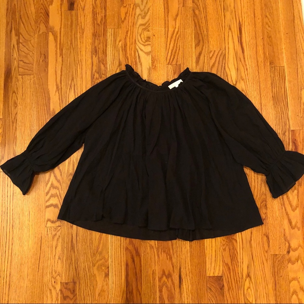 Anthropologie / eri & ali black flowy top
